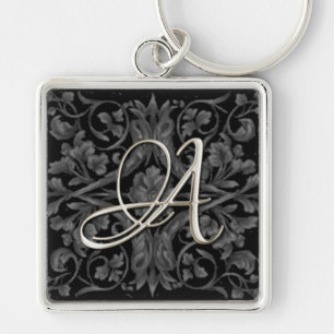 Silver Initial Black Renaissance Schlüsselanhänger