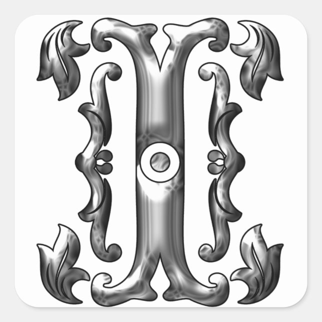Silver Initial I Hauptstadt Letter Sticker (Vorderseite)