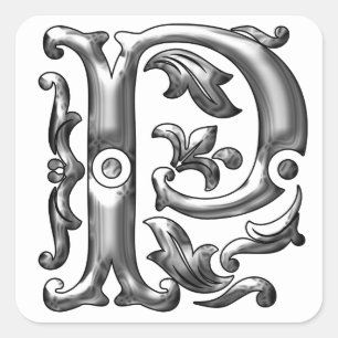Silver Initial P Monogram Aufkleber