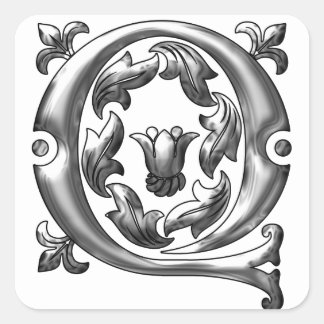 Silver Initial Q Monogram Sticke Quadratischer Aufkleber