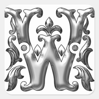 Silver Initial W Sticker