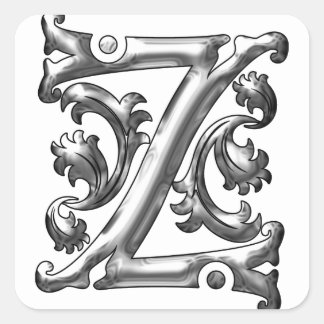 Silver Initial Z Quadratischer Aufkleber