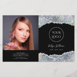 Silver irisierter Glitzer Zweifach-Broschüre