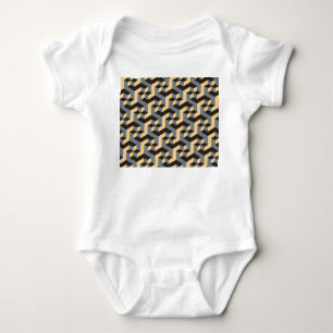 Silver Ivory Geometric Complex Tile Baby Strampler