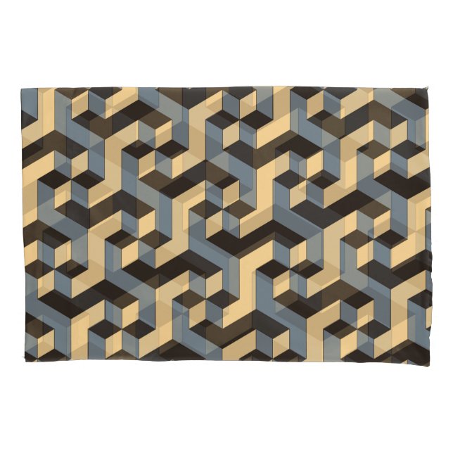 Silver Ivory Geometric Complex Tile Kissenbezug (Vorderseite)
