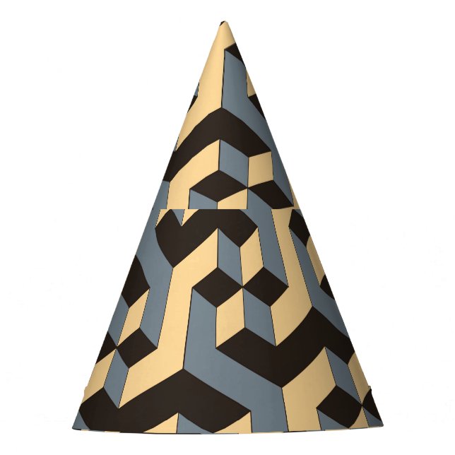 Silver Ivory Geometric Complex Tile Partyhütchen (Vorderseite)