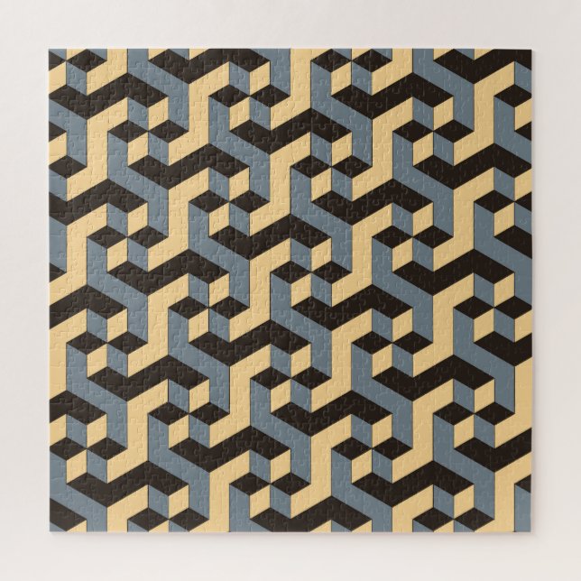 Silver Ivory Geometric Complex Tile Puzzle (Vertikal)