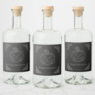 Silver Jack O' Lantern Halloween Alkoholflaschenetikett