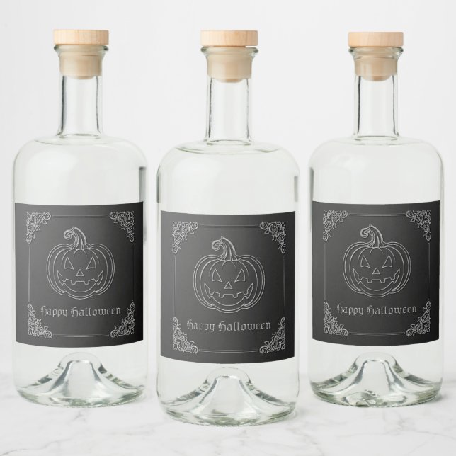 Silver Jack O' Lantern Halloween Alkoholflaschenetikett (Flaschen)