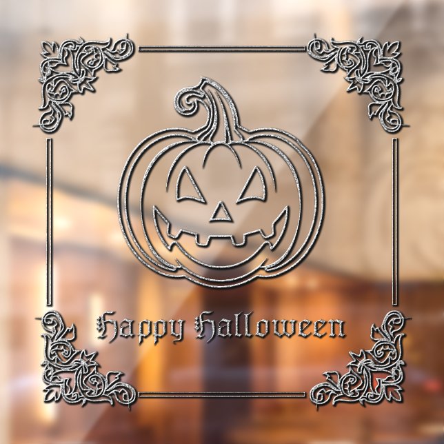 Silver Jack O' Lantern Halloween Fensteraufkleber (Blatt 2)