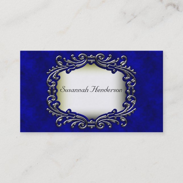 Silver Jewel auf Blue Velvet Business Cards Visitenkarte (Vorderseite)
