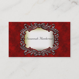 Silver Jewel auf Red Velvet Business Cards Visitenkarte