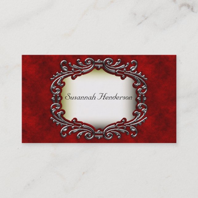 Silver Jewel auf Red Velvet Business Cards Visitenkarte (Vorderseite)