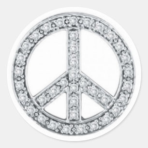 Silver Jewels Peace Sign Runder Aufkleber