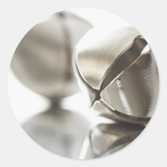 Silver Jingle Bells Runder Aufkleber (Vorderseite)