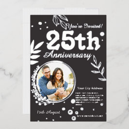 Silver Jubilee Hearts 25. Hochzeitstag Folien Feiertagskarte