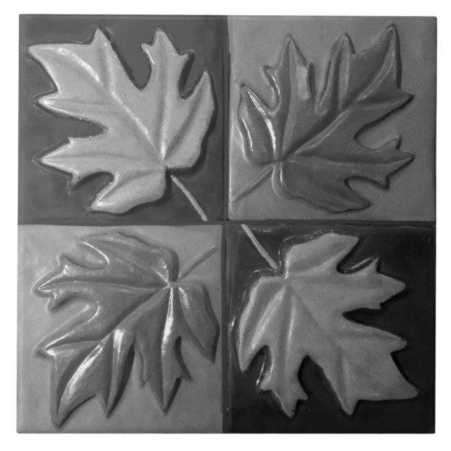 Silver Keramik Tile mit vier Ahorn-Blätter Fliese (Vorderseite)
