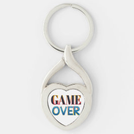 Silver keychain with "Game Over" text in bold Schlüsselanhänger