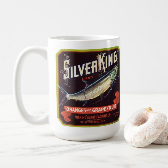 Silver King Brand Orange und Grapefruit Label Kaffeetasse (Mit Donut)