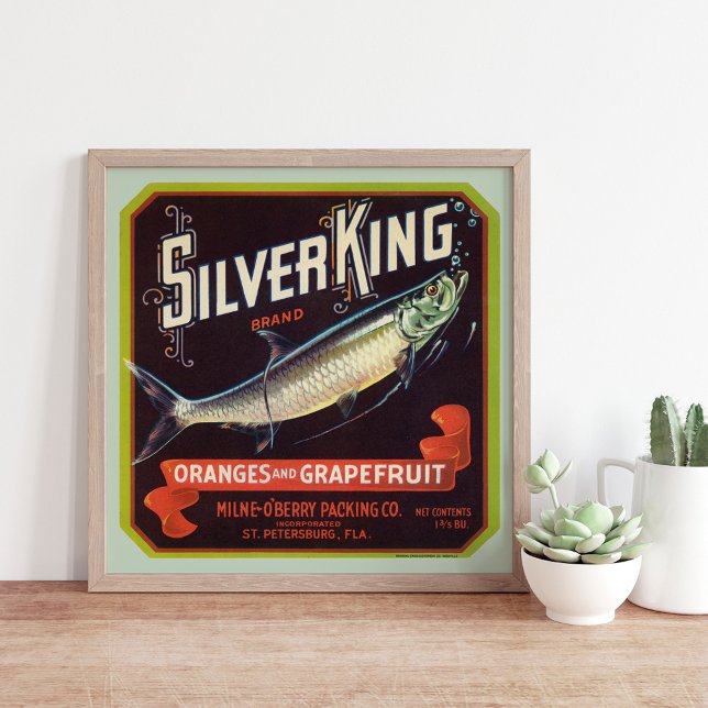 Silver King Brand Orange und Grapefruit Label Poster (Von Creator hochgeladen)