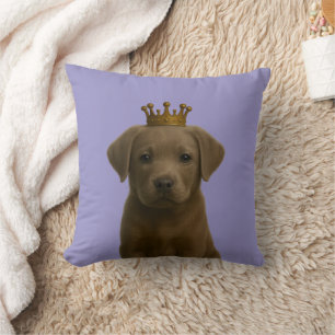 Silver Labrador Puppy in Gold Crown Niedlich Kissen