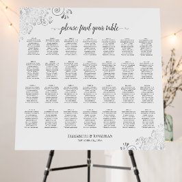 Silver Lace 28 Table White Wedding Seating Chart