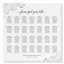 Silver Lace 28 Table White Wedding Seating Chart