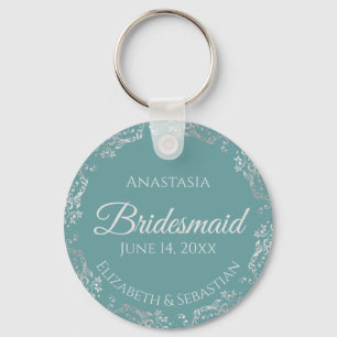 Silver Lace auf Aquamariner Hochzeit der Brautjung Schlüsselanhänger