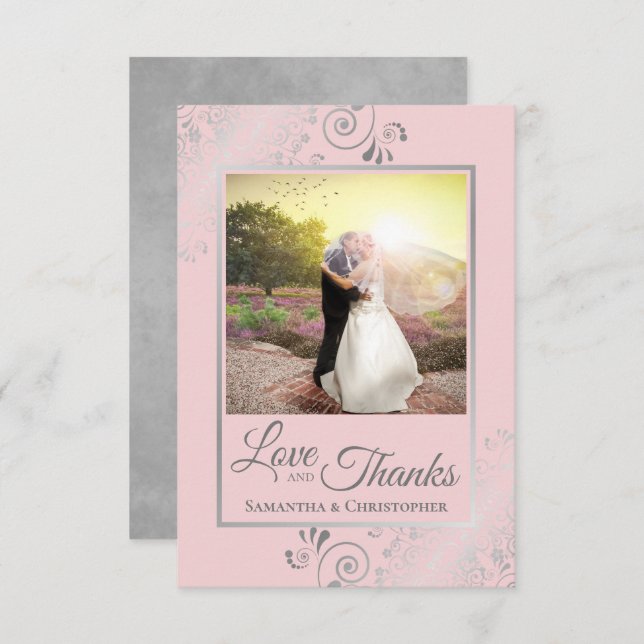 Silver Lace auf Blush Pink Liebe & Danke Hochzeit (Vorne/Hinten)