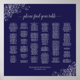 Silver Lace auf Navy Alphabetic Seekarte Poster
