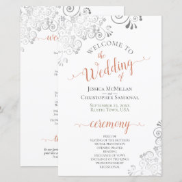 Silver Lace Coral am White Budget Wedding Program