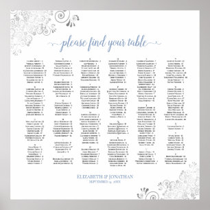 Silver Lace Dusty Blue Alphabeating Chart Poster
