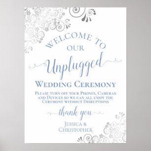 Silver Lace Dusty Blue Unplugged Wedding Zeremonie Poster