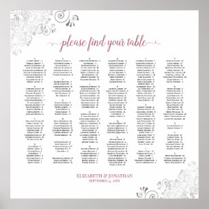 Silver Lace Dusty Rose Alphabetisches Seekarte Poster