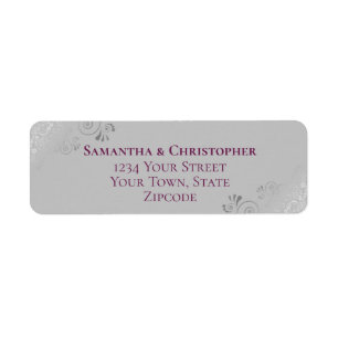 Silver Lace Magenta & Gray Wedding Rücksendeadress