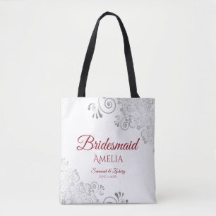 Silver Lace Red & White Bridesmaid Wedding
