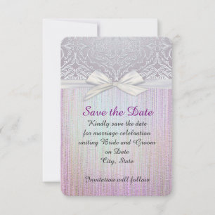 Silver Lace Ribbon Lavendel Pastel Save the Date