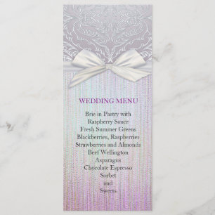 Silver Lace Ribbon Lavender Pastel Wedel Menü Menükarte