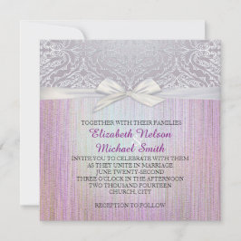 Silver Lace Ribbon Lavender Pastel Wedite Einladun Einladung