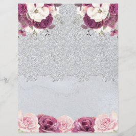 Silver Lace & Romantic Floral Scrapbook Paper