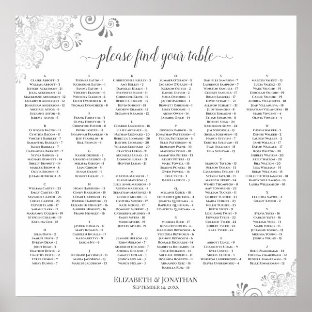 Silver Lace Simple Chic Alphabetic Seekarte Poster (Vorne)