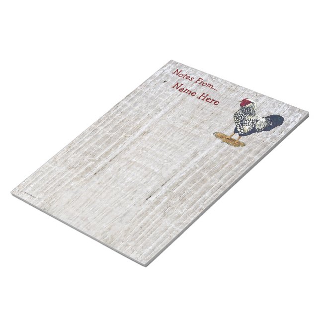 Silver Laced Wyandotte Rooster Light Barnboards Notizblock (angewinkelt)