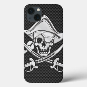 Silver Lächeln Pirate auf Carbon Fibre Style Case-Mate iPhone Hülle