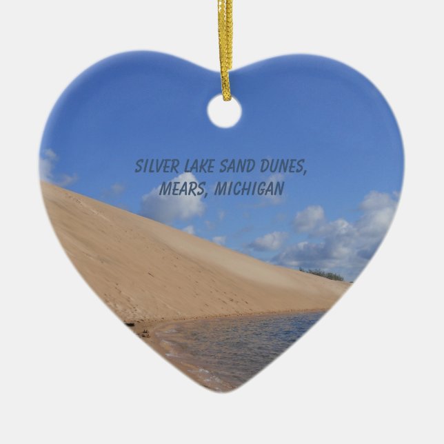 Silver Lake Sand Dunes, Mears, Michigan Heart Keramik Ornament (Vorne)