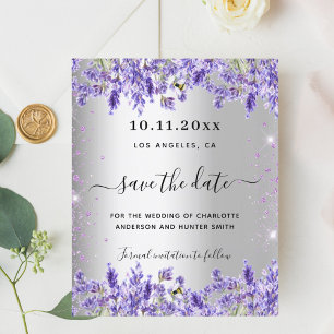 Silver Lavendel florals Hochzeit speichern das Dat Flyer