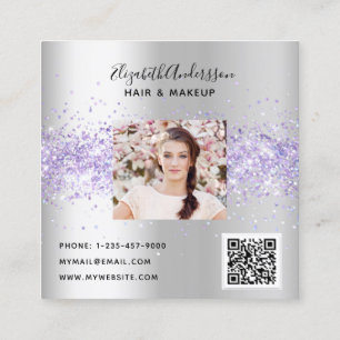 Silver lavender violet profile Foto qr Quadratische Visitenkarte