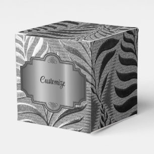 Silver Leaf Motif Cube Geschenkschachtel