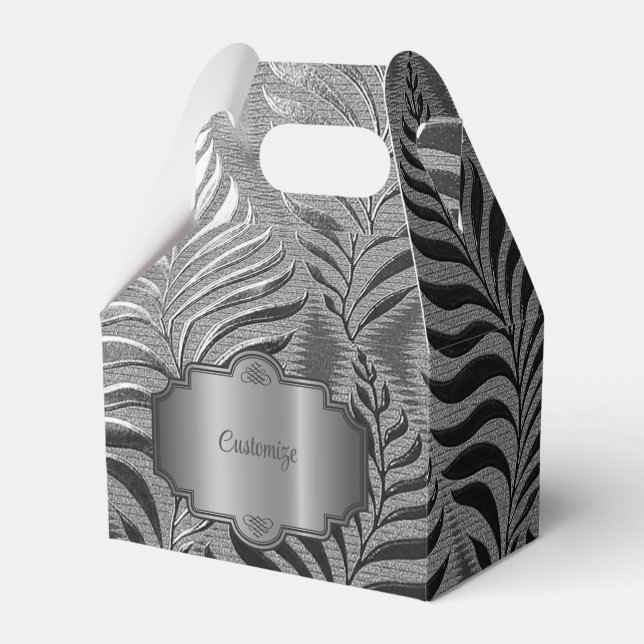 Silver Leaf Motif Gable Geschenkschachtel (Vorderseite)