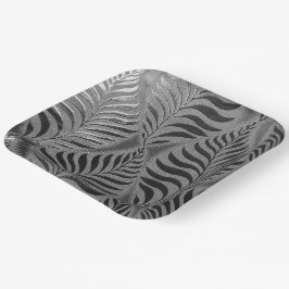 Silver Leaf Motif Square Pappteller