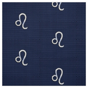 Silver Leo Symbol auf Navy Blue Carbon Fibre Print Stoff